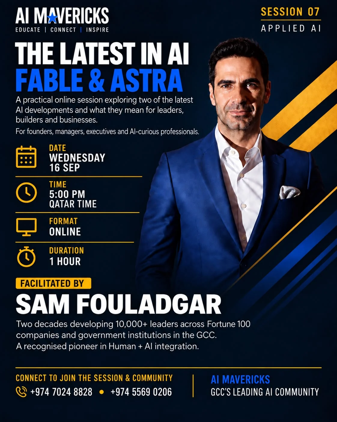 AI Mavericks Session 07 poster with Sam Fouladgar